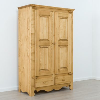 Armoire 2 Portes et 2 Tiroirs en Pin Massif Pin Huilé