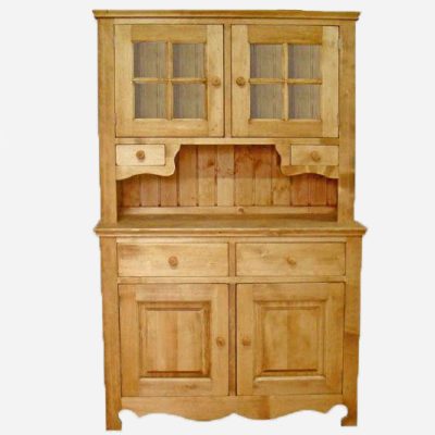 Bahut Vaisselier 2 Portes Pleines et 2 Portes Vitrées 4 Tiroirs et 1 Niche